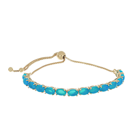 Goldplattiertes Silberarmband mit blauem äthiopischem Opal aus Lega Dembi