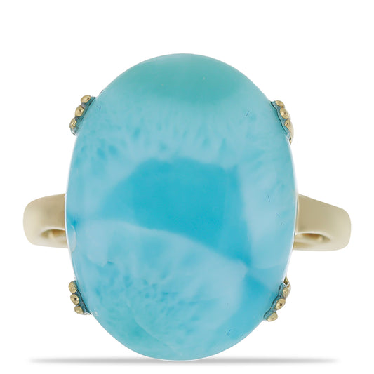 Goldplattierter Silberring mit Larimar