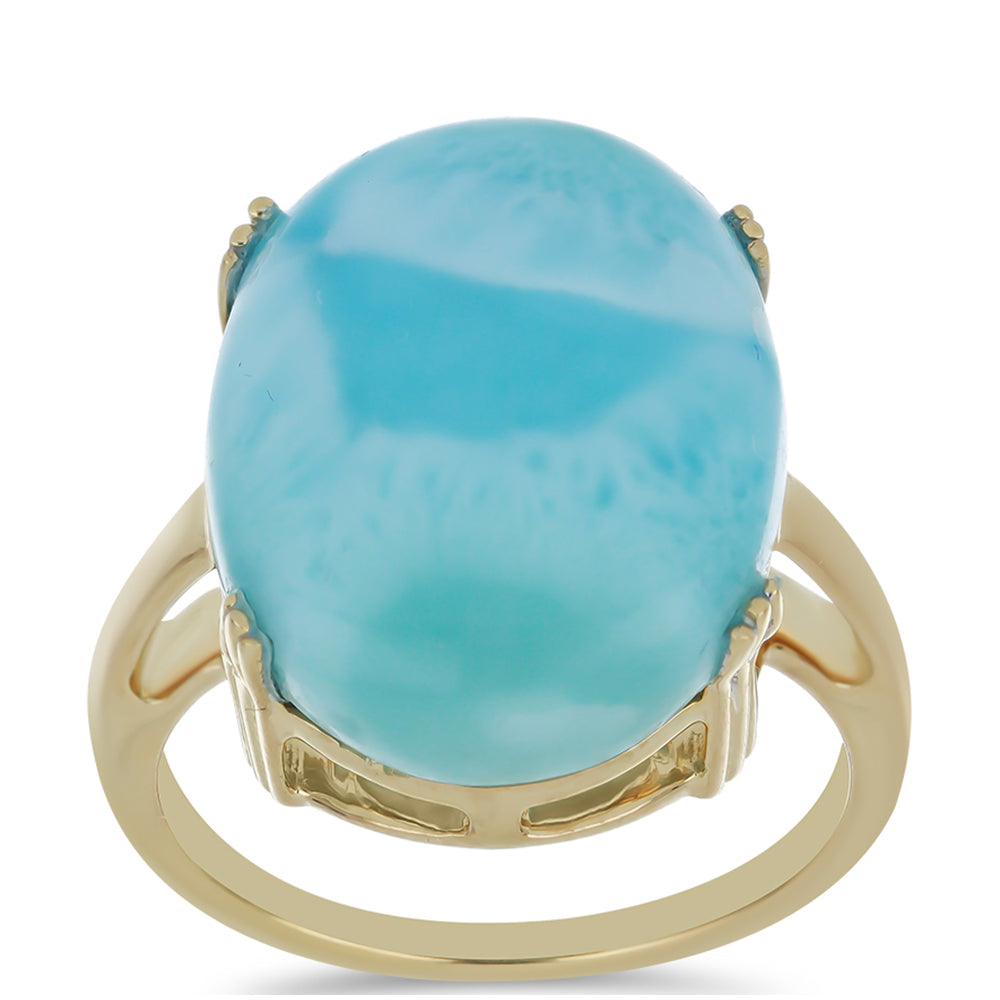 Goldplattierter Silberring mit Larimar