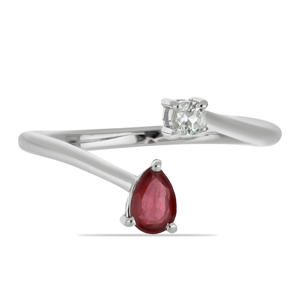 Silberring mit Rubin aus Madagaskar und weißem Topas 1 