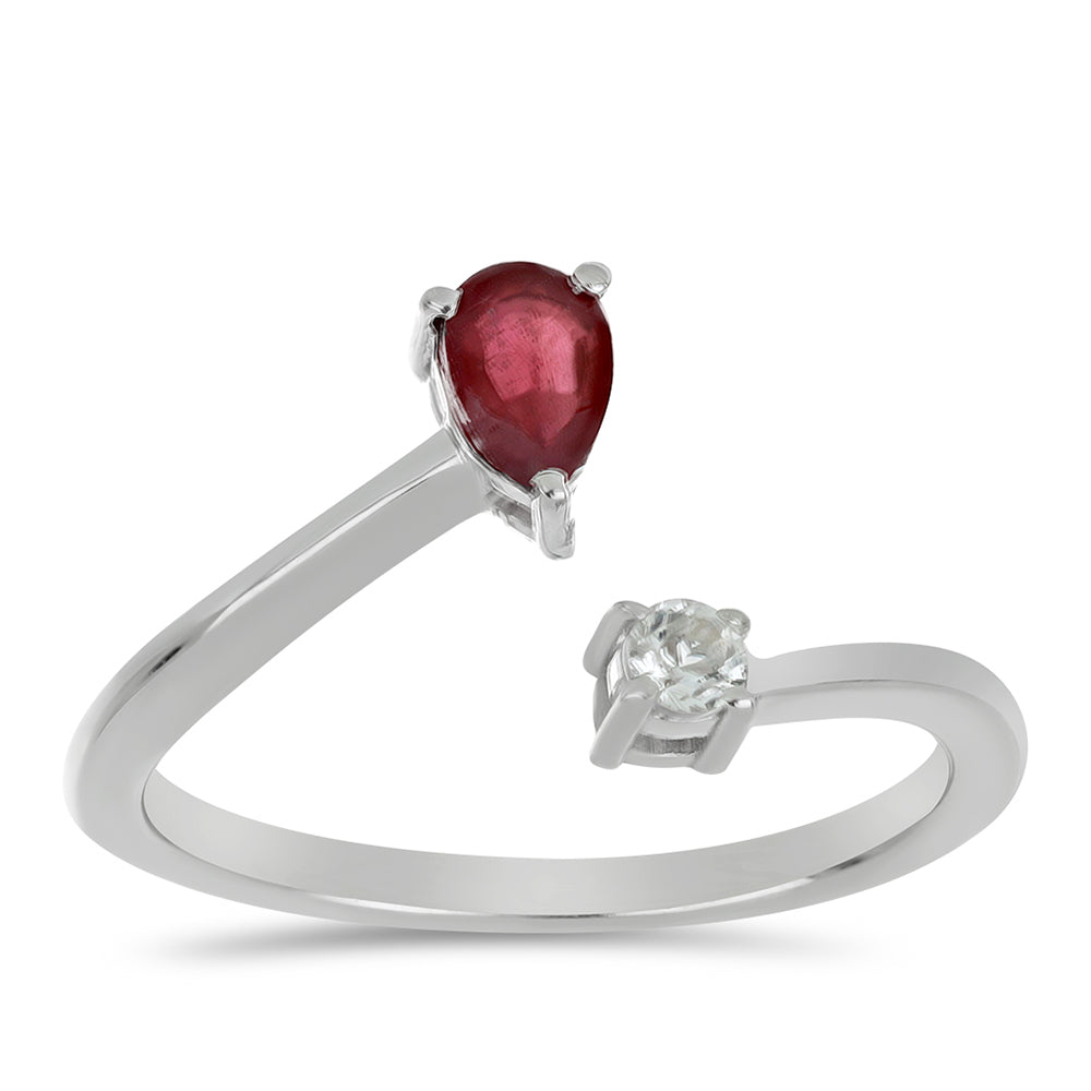 Silberring mit Rubin aus Madagaskar und weißem Topas