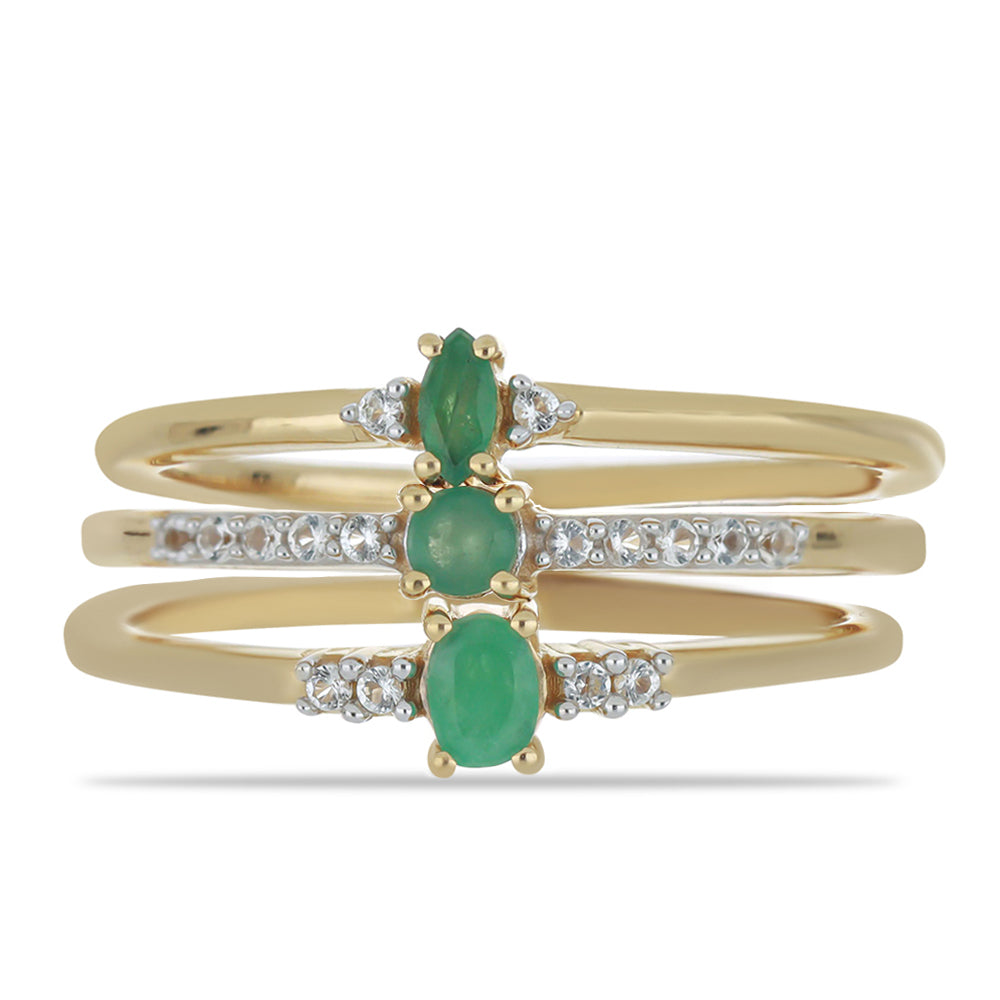 schmuckgarnitur aus Goldplattierte Silber mit brasilianischem Smaragd und weißem Topas