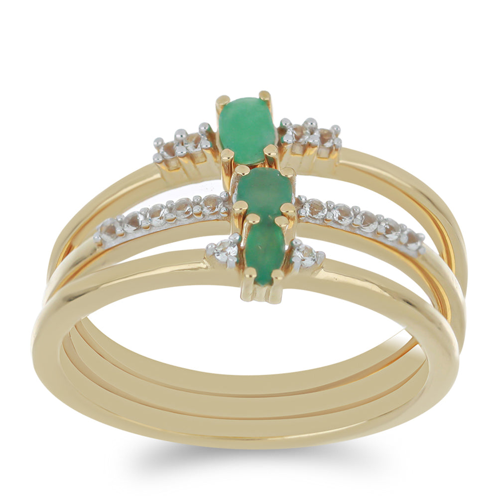 schmuckgarnitur aus Goldplattierte Silber mit brasilianischem Smaragd und weißem Topas 3 