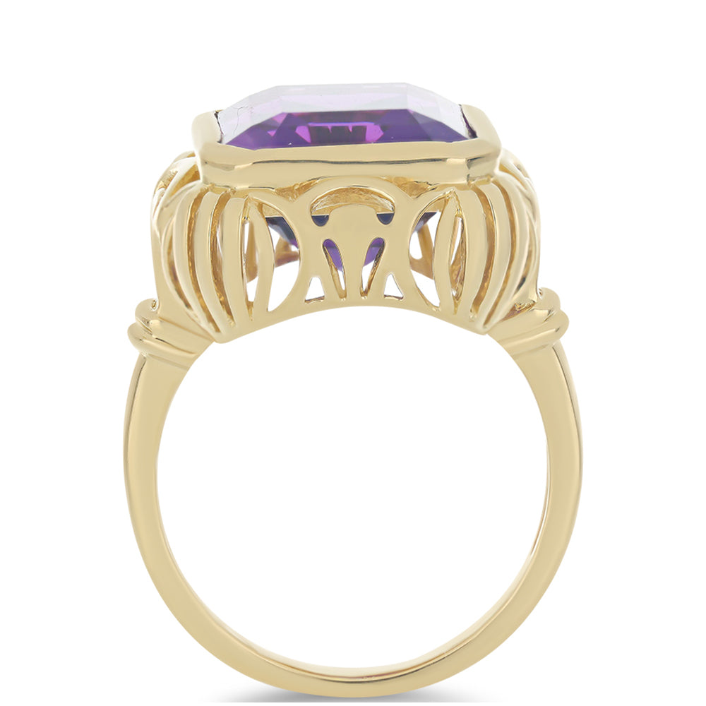 Goldplattierter Silberring mit marokkanischem Amethyst