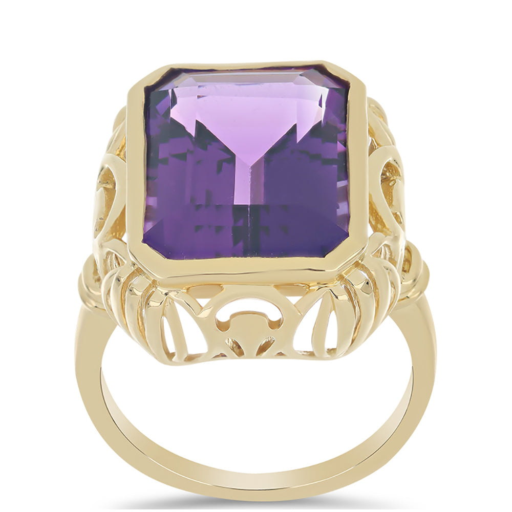 Goldplattierter Silberring mit marokkanischem Amethyst