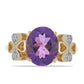 Goldplattierter Silberring mit marokkanischem Amethyst und weißem Topas