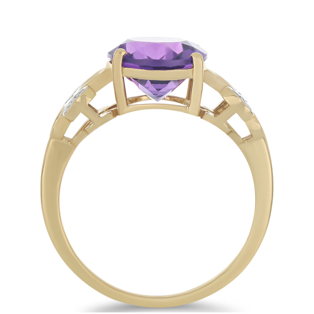 Goldplattierter Silberring mit marokkanischem Amethyst und weißem Topas