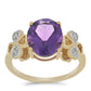 Goldplattierter Silberring mit marokkanischem Amethyst und weißem Topas