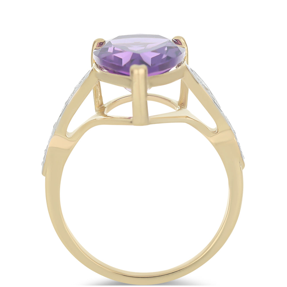 Goldplattierter Silberring mit marokkanischem Amethyst und weißem Topas