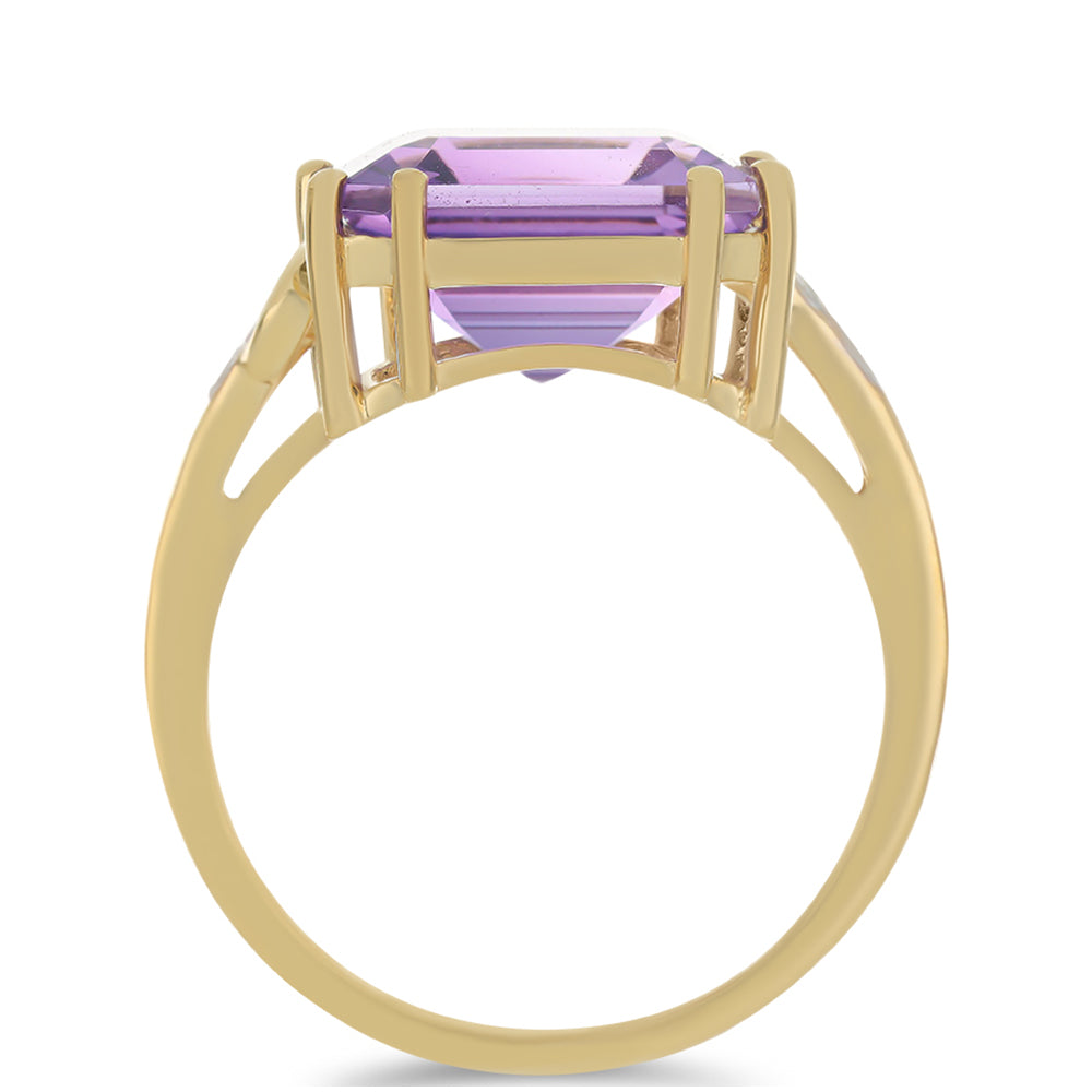 Goldplattierter Silberring mit marokkanischem Amethyst und weißem Topas 2 