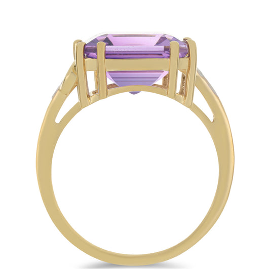 Goldplattierter Silberring mit marokkanischem Amethyst und weißem Topas