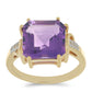 Goldplattierter Silberring mit marokkanischem Amethyst und weißem Topas