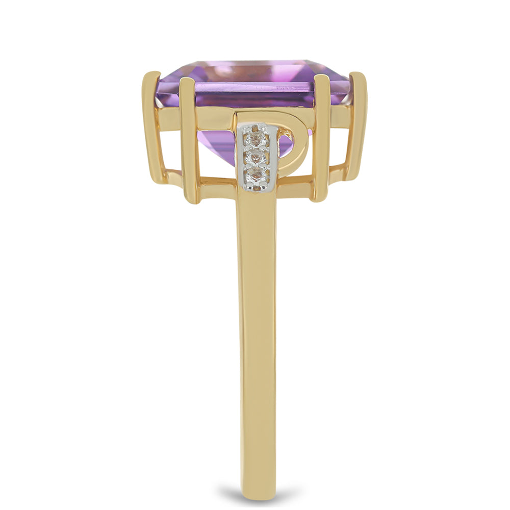 Goldplattierter Silberring mit marokkanischem Amethyst und weißem Topas 4 