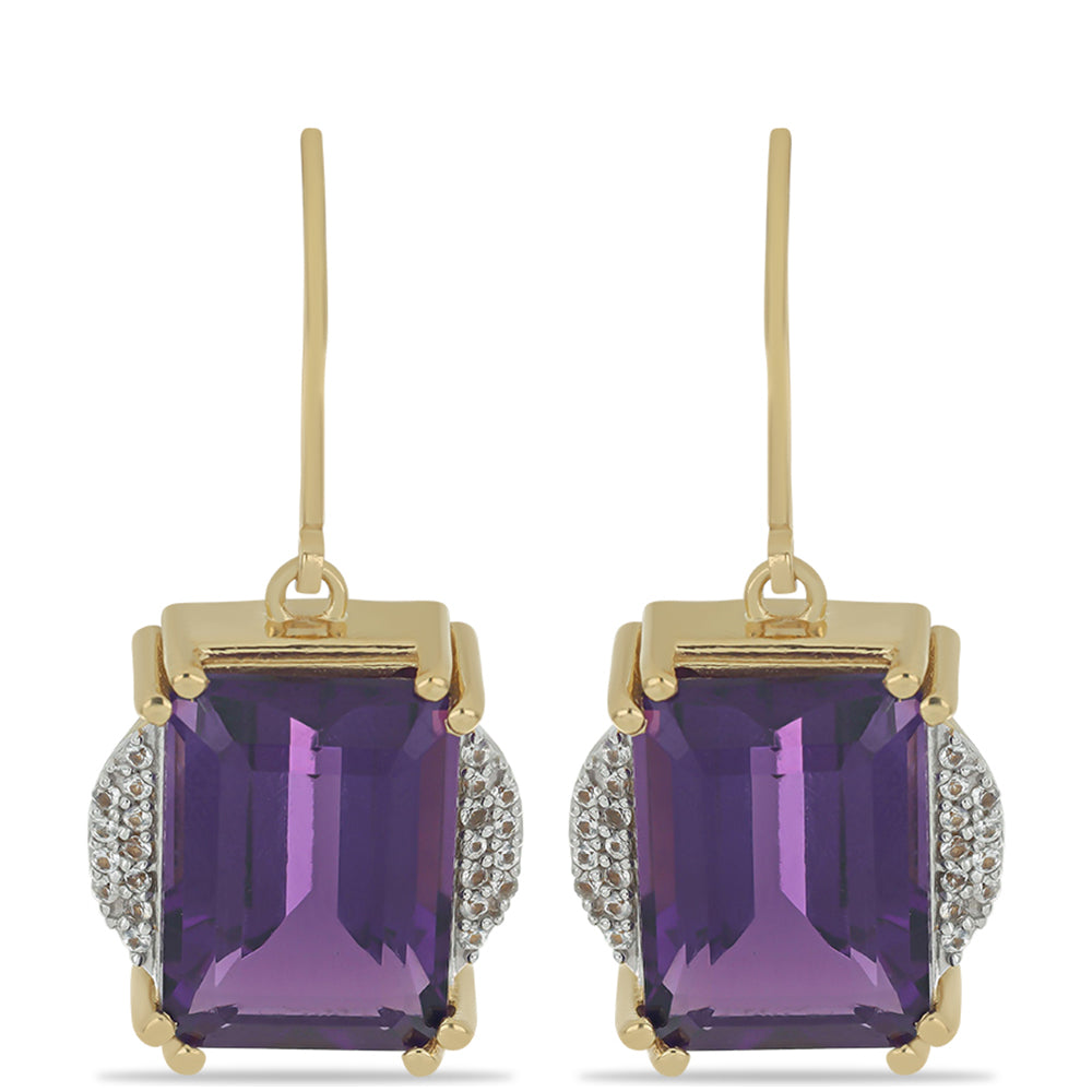 Goldplattierte Silberohrringe mit marokkanischem Amethyst und weißem Topas 1 