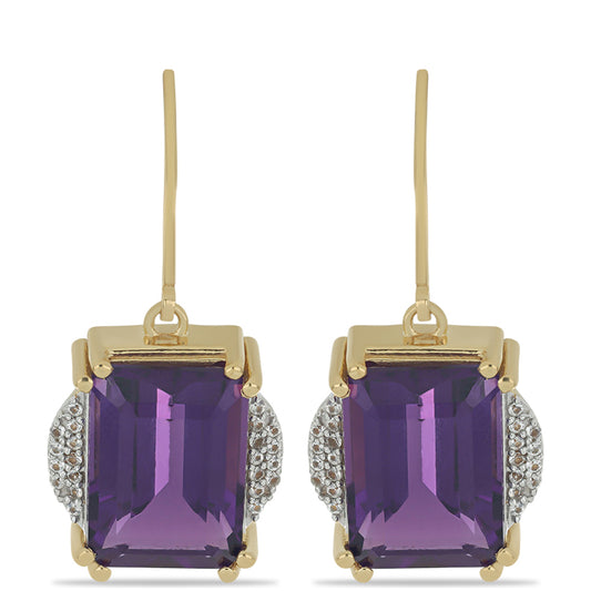 Goldplattierte Silberohrringe mit marokkanischem Amethyst und weißem Topas