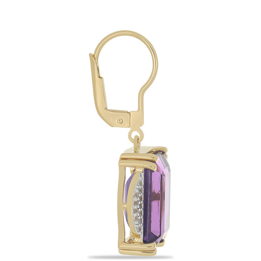 Goldplattierte Silberohrringe mit marokkanischem Amethyst und weißem Topas