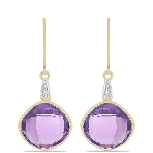 Goldplattierte Silberohrringe mit marokkanischem Amethyst und weißem Topas