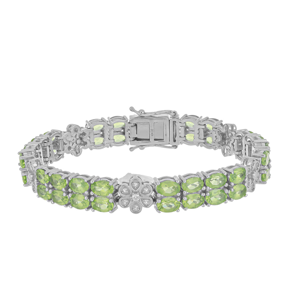 Silberarmband mit Peridot aus Changbai und weißem Topas 1 