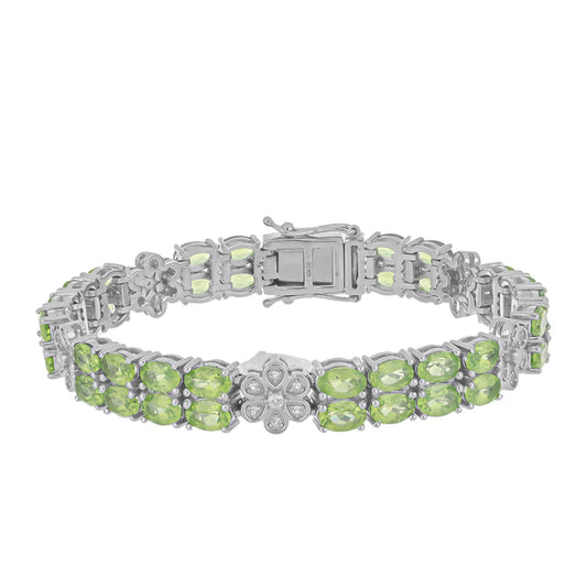 Silberarmband mit Peridot aus Changbai und weißem Topas