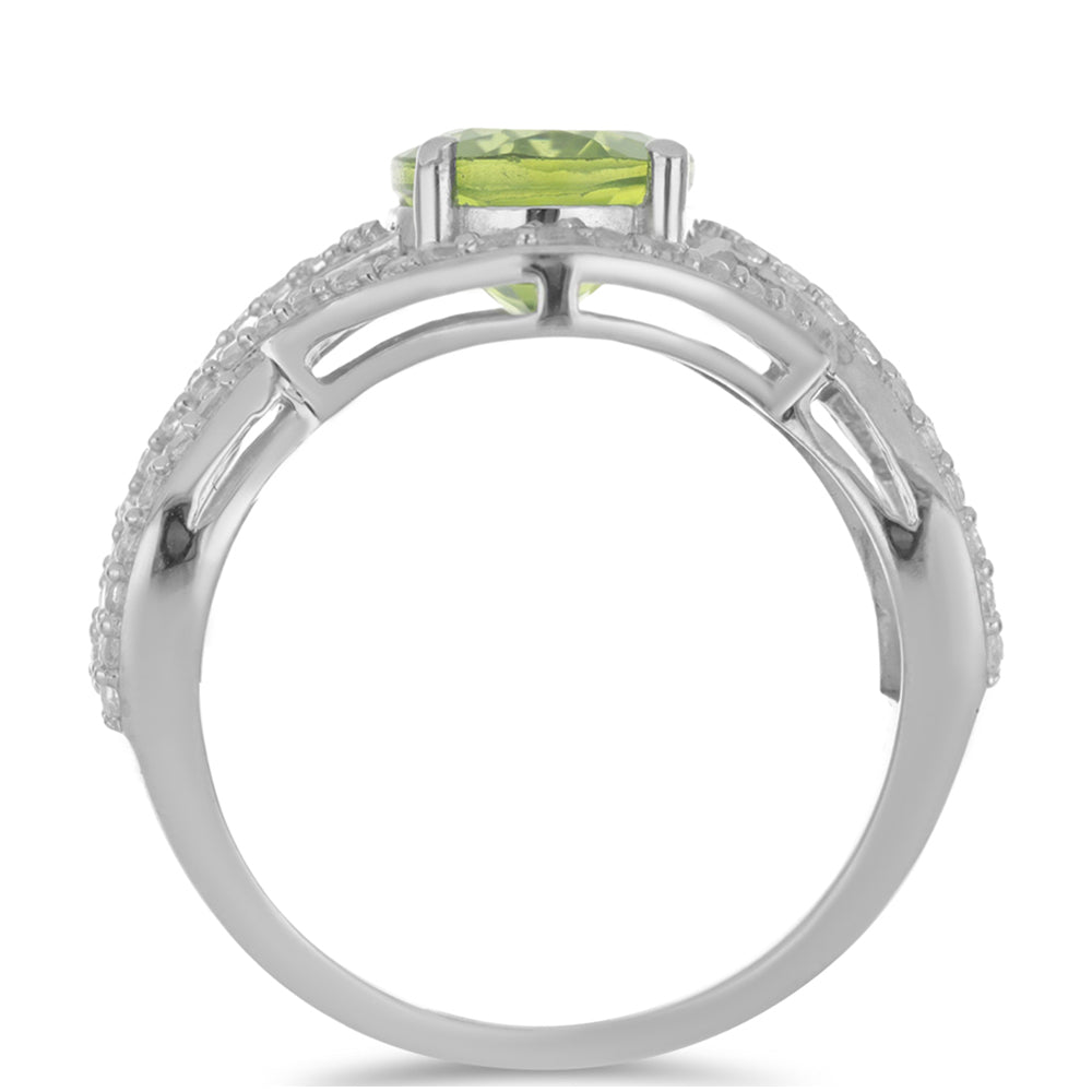 Silberring mit Peridot aus Changbai und weißem Topas 2 