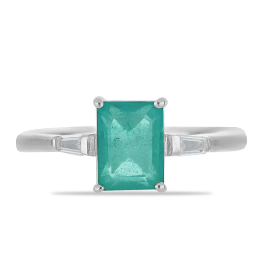 Silberring mit Paraiba Quarz und weißem Zirkon