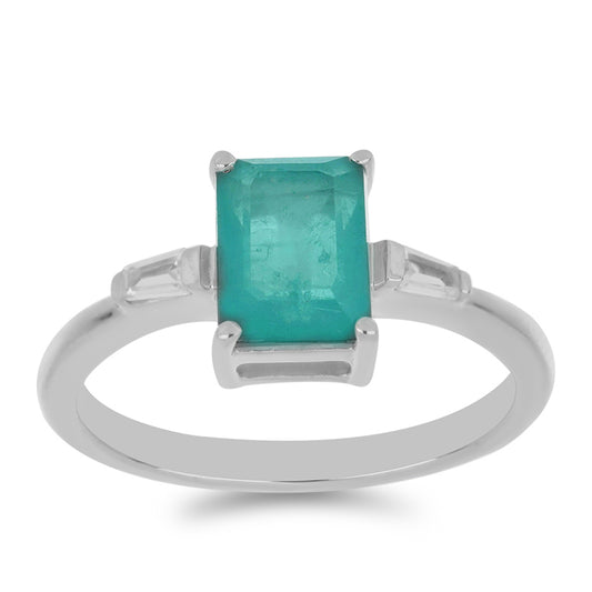 Silberring mit Paraiba Quarz und weißem Zirkon