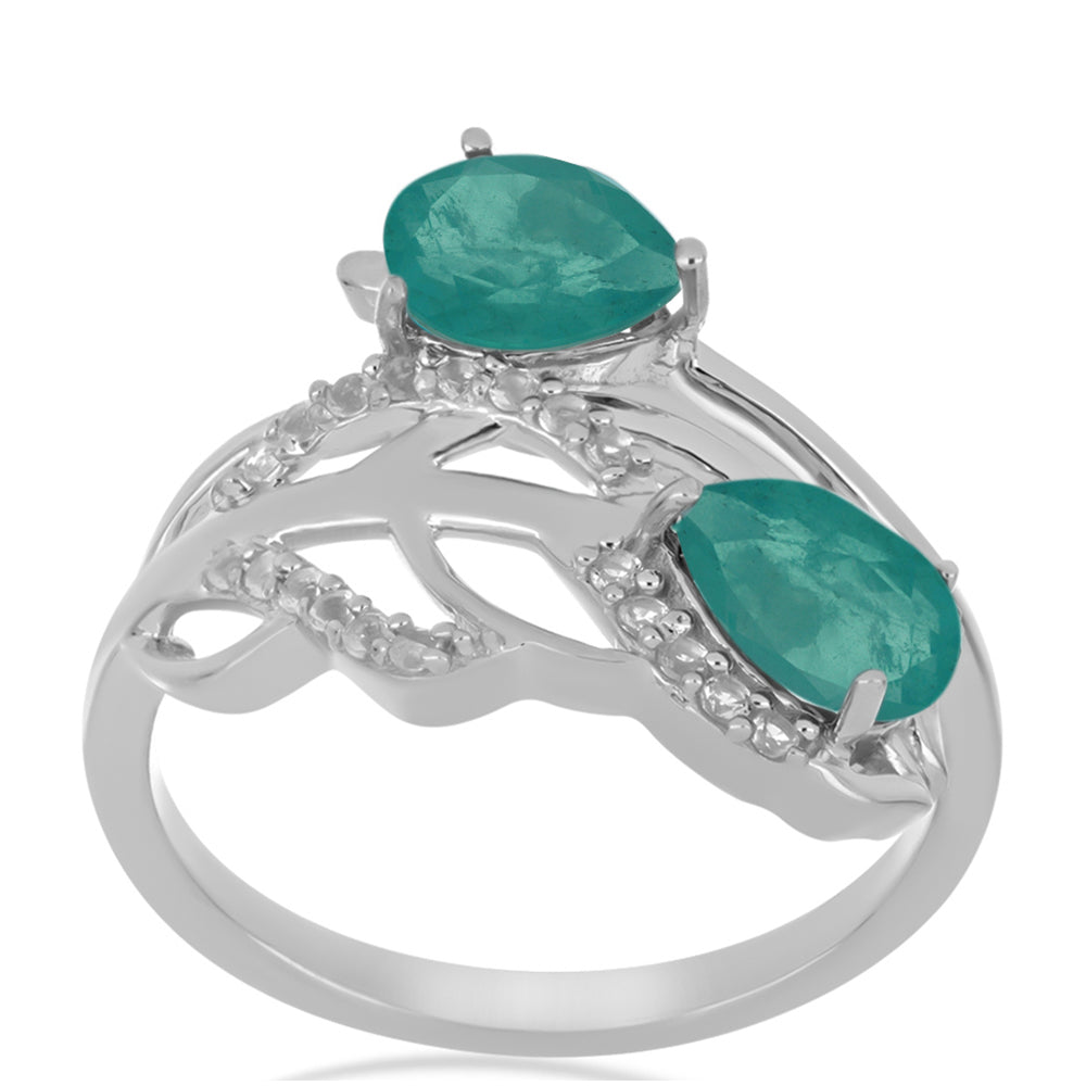 Silberring mit Paraiba Quarz und weißem Topas