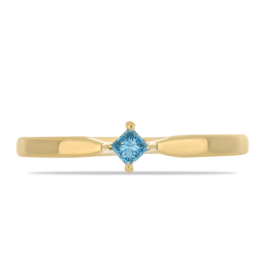 Goldplattierter Silberring mit blauem Diamant