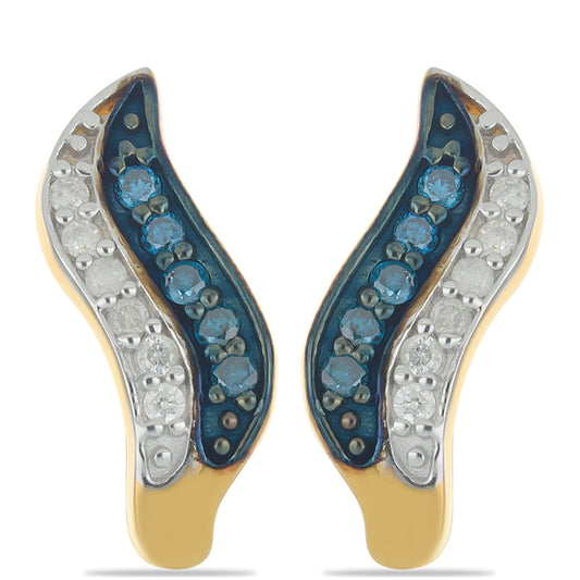 Goldplattierte Silberohrringe mit blauem Diamant und weißem Diamant
