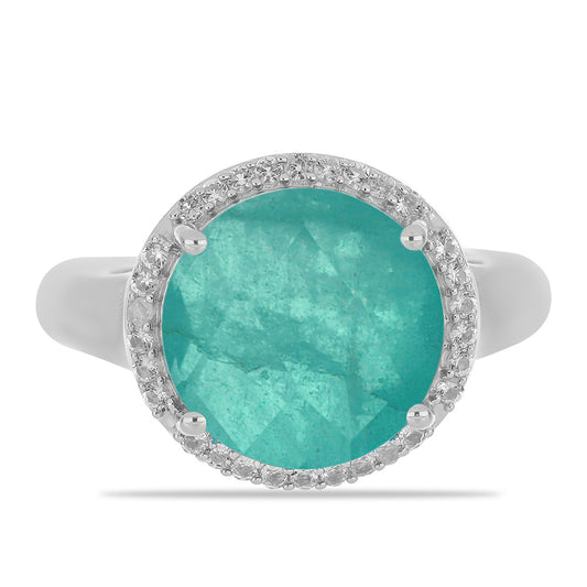 Silberring mit Paraiba Quarz und weißem Topas