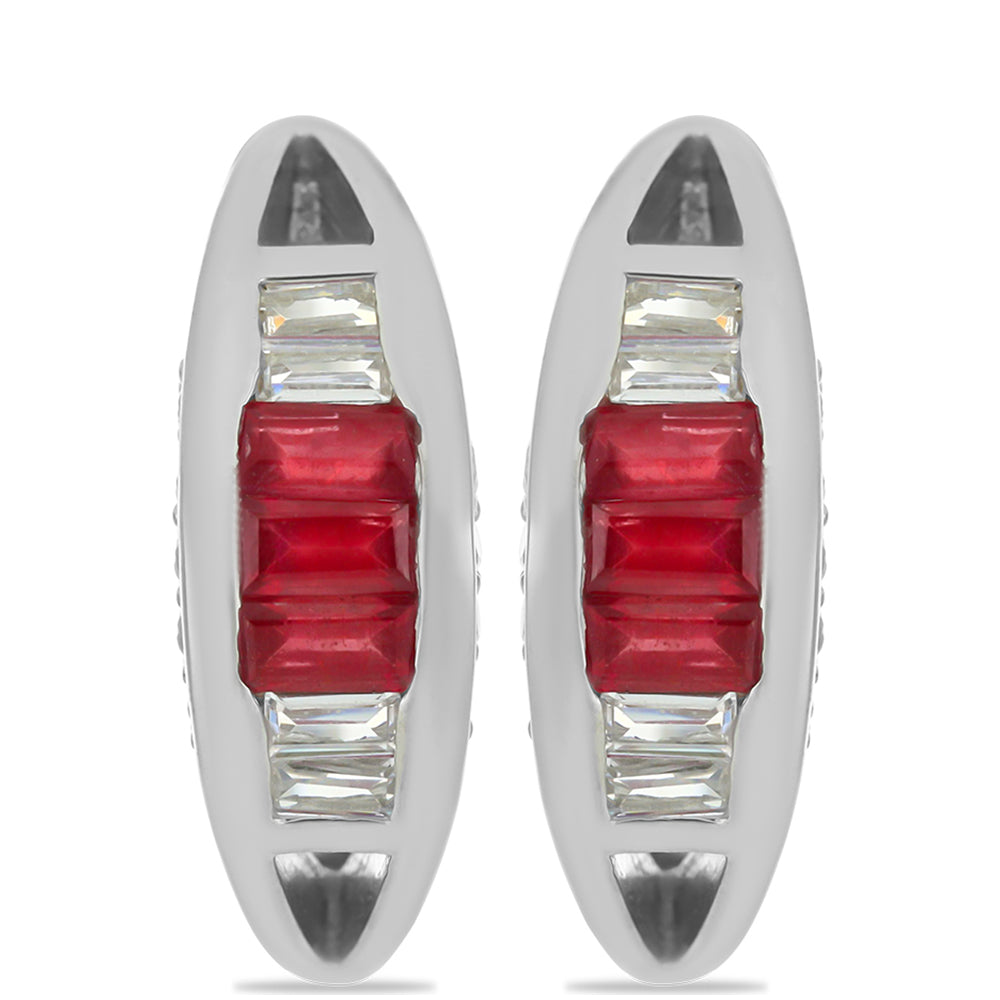 Silberohrringe mit Rubin aus Madagaskar und weißem Zirkon 1 