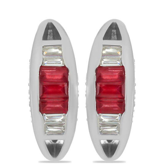 Silberohrringe mit Rubin aus Madagaskar und weißem Zirkon