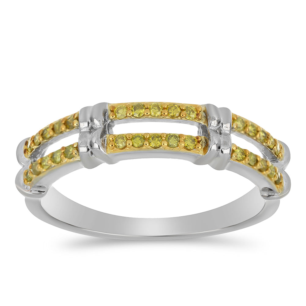 Silberring mit gelbem Diamant 4 