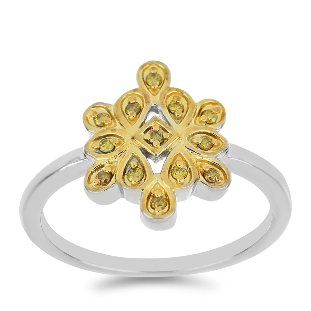 Silberring mit gelbem Diamant