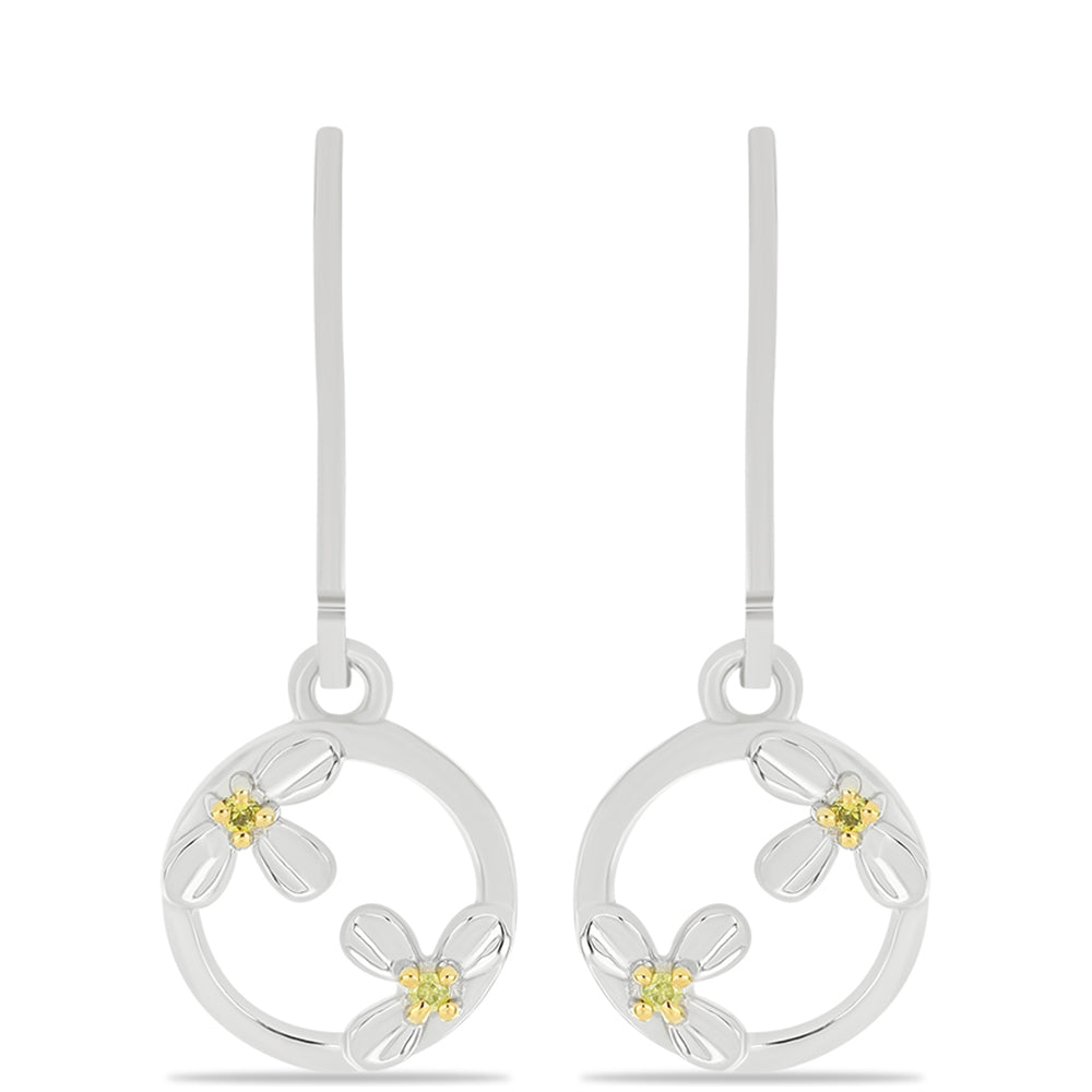 Silberohrringe mit gelbem Diamant