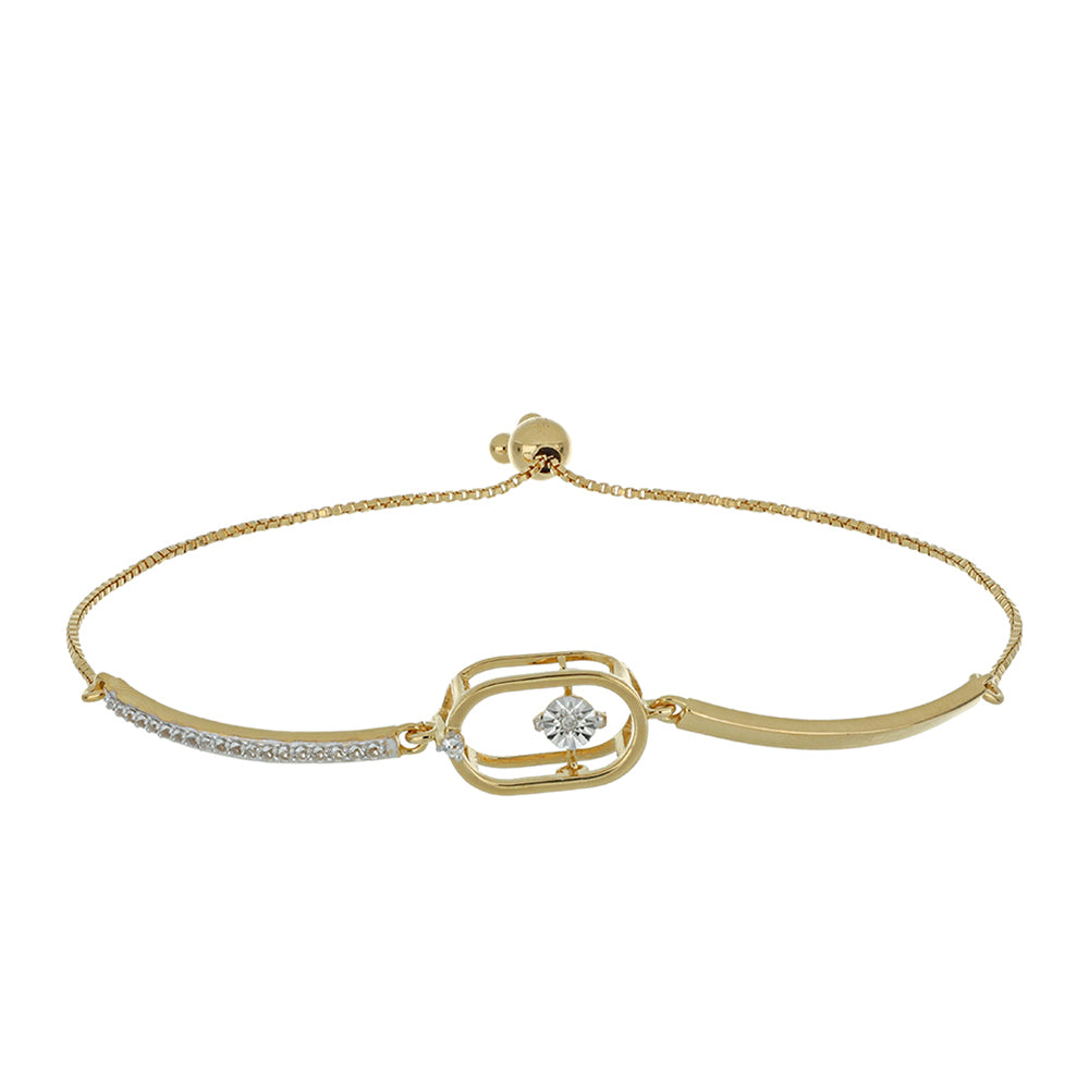 Goldplattiertes Silberarmband mit tanzendem Diamant und weißem Topas