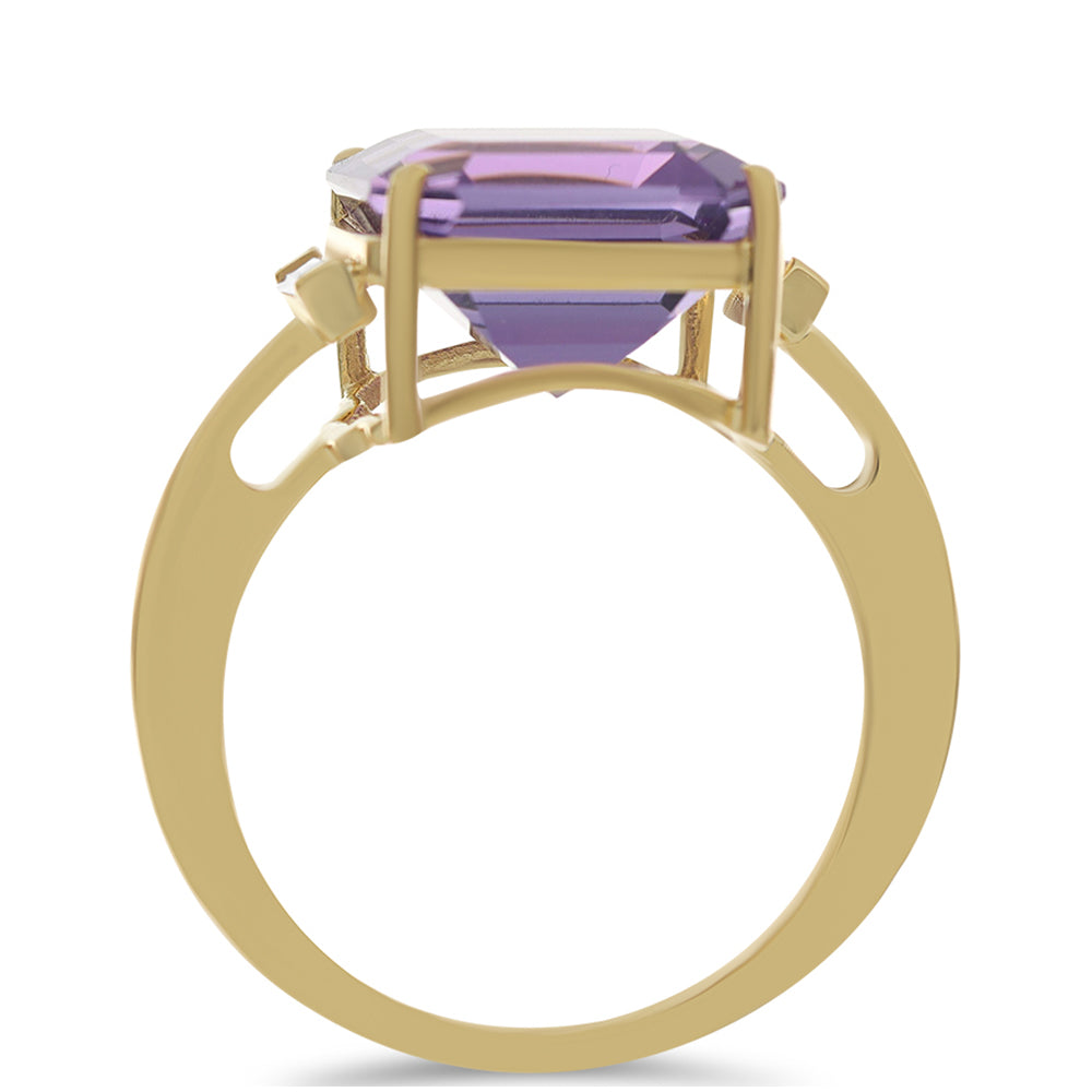 Goldring mit marokkanischem Amethyst und weißem Zirkon 2 