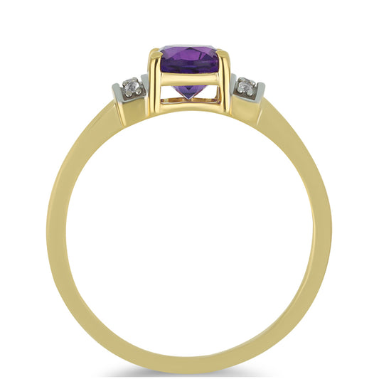 Goldring mit marokkanischem Amethyst und natürlichem weißem Zirkon