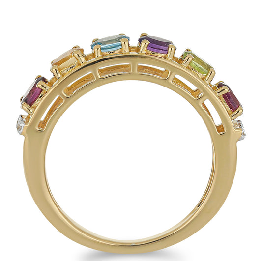 Goldplattierter Silberring mit marokkanischem Amethyst und Zitrin aus dem Ural