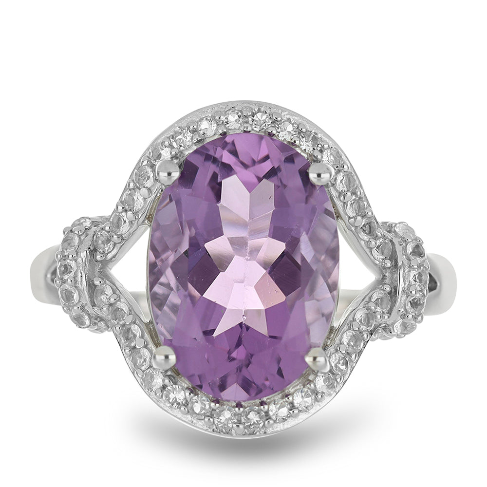 Silberring mit Amethyst aus Vera Cruz und weißem Topas 1 