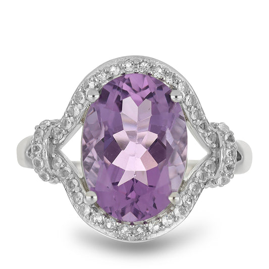 Silberring mit Amethyst aus Vera Cruz und weißem Topas