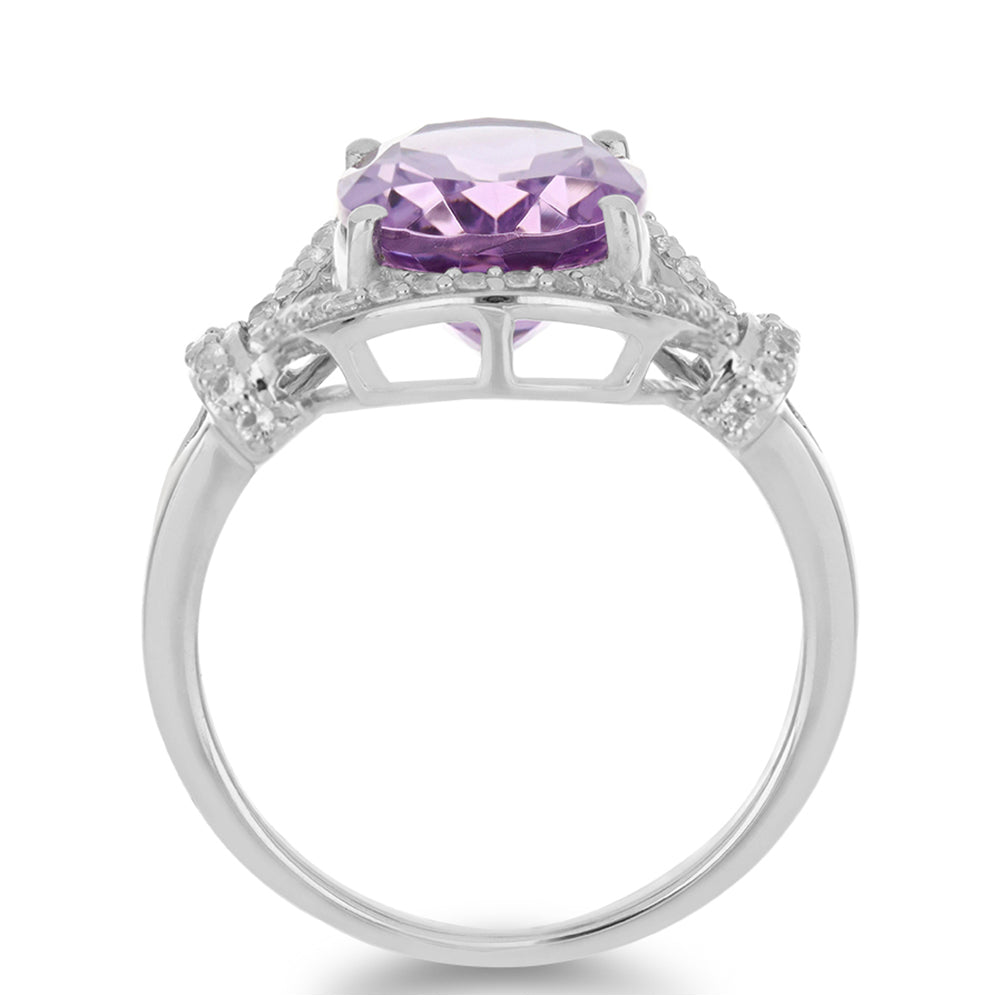 Silberring mit Amethyst aus Vera Cruz und weißem Topas