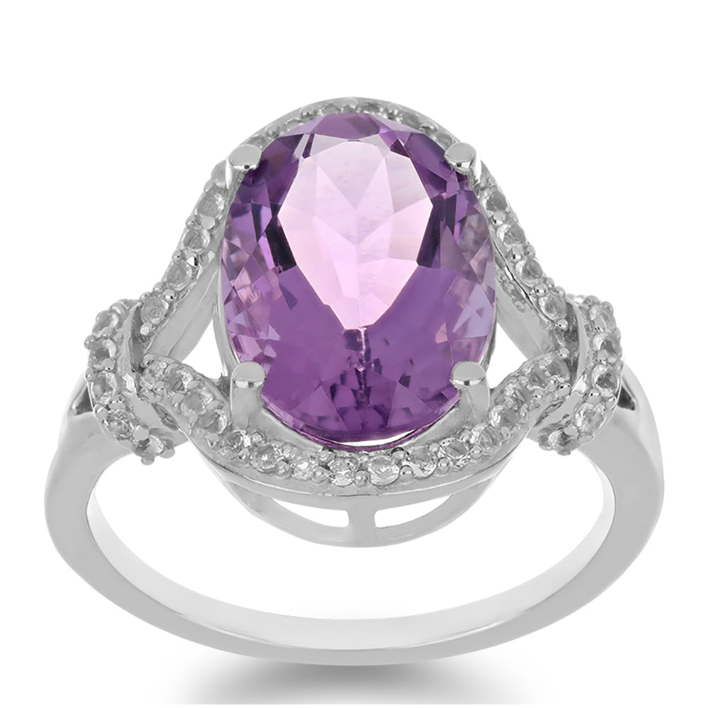 Silberring mit Amethyst aus Vera Cruz und weißem Topas