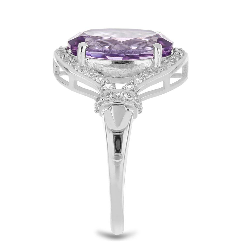 Silberring mit Amethyst aus Vera Cruz und weißem Topas