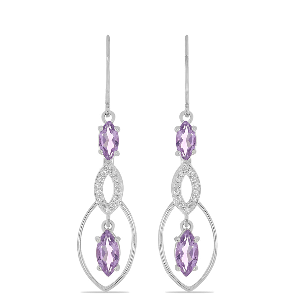 Silberohrringe mit Amethyst aus Vera Cruz und weißem Topas