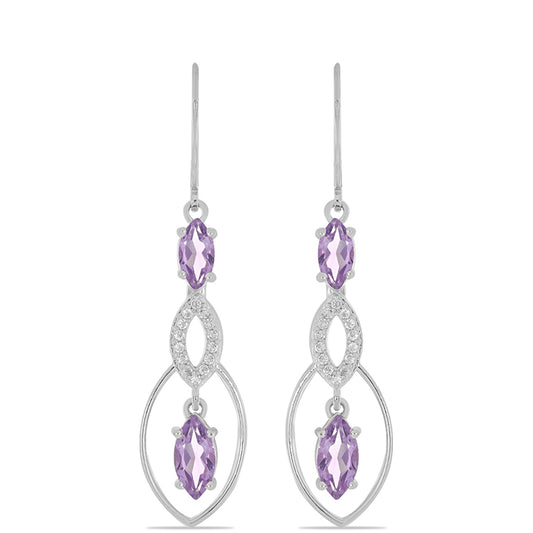 Silberohrringe mit Amethyst aus Vera Cruz und weißem Topas