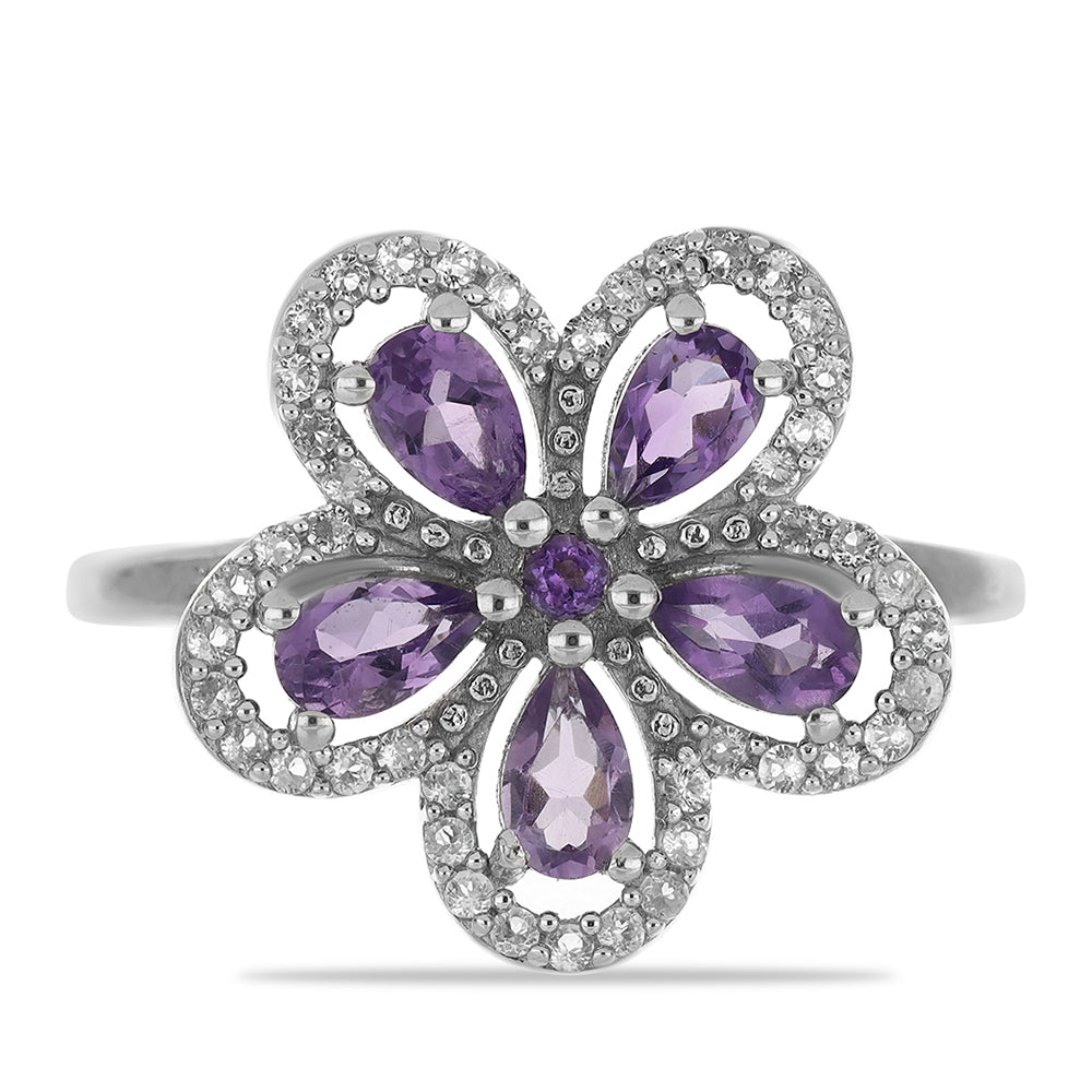 Silberring mit Amethyst aus Vera Cruz und weißem Topas