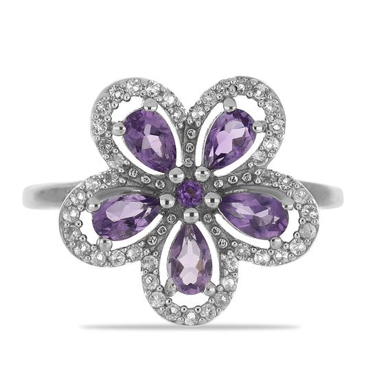 Silberring mit Amethyst aus Vera Cruz und weißem Topas