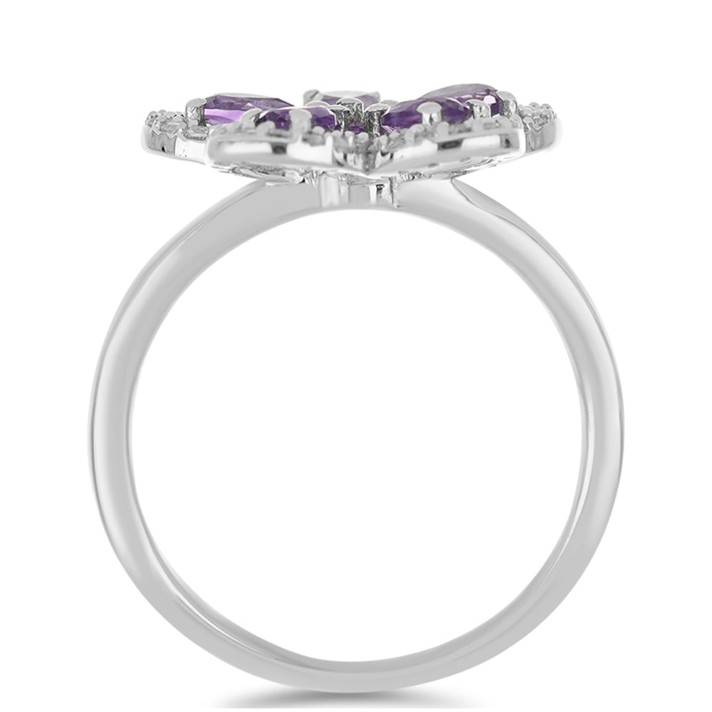 Silberring mit Amethyst aus Vera Cruz und weißem Topas 2 