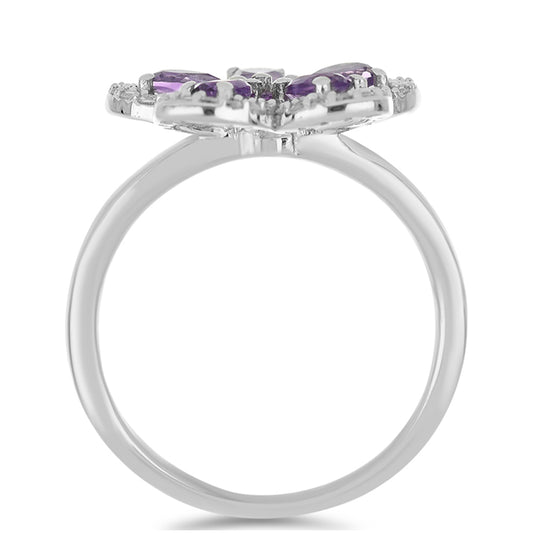 Silberring mit Amethyst aus Vera Cruz und weißem Topas